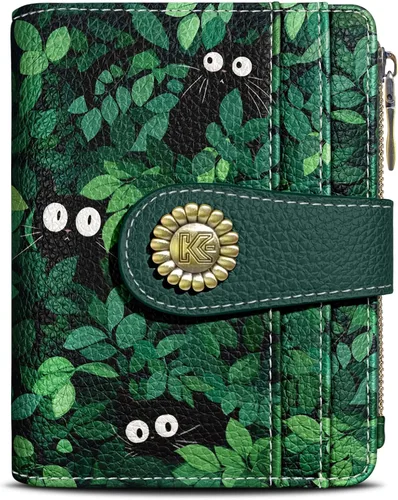 Miniatura 21 de Kelvoris Cartera pequeña Rfid para mujer, plegable, con cremallera, bolsillo para monedas, piel sintética, compacto, para tarjetas de crédito