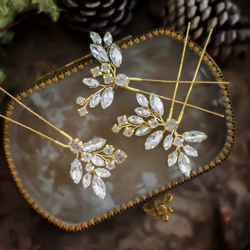 Miniatura 8 de JAKAWIN Horquillas de pelo nupcial Rhinestone de plata Accesorios para el cabello de la boda Joyería de cristal para el cabello para las mujeres