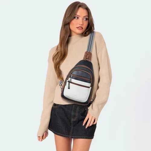 Miniatura 2 de Leresas - Bolsa de 7L para colgarse para mujeres y hombres, 4 bolsillos con cremallera, bolsas de moda estilo bandolera, riñonera, bolso de cuero