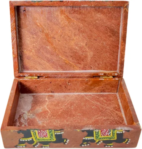 Miniatura 3 de Hashcart - Joyero decorativo, diseño de elefante con caja de mármol (6.0 x 4.0in)