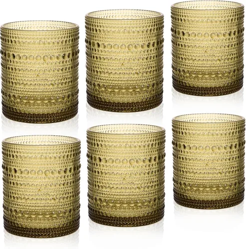 Miniatura 8 de Vasos de Cóctel de 10 oz Vasos de Beber Hobnail Juego de 6, Cristalería Vintage, Vasos de Vidrio Texturizado Vasos de Burbujas Vasos de Agua Vasos