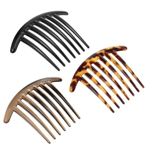 Ymapinc 3 peines franceses para el cabello, 7 dientes, de plástico, elegantes peines laterales franceses para mujeres y niñas, ordenar moños
