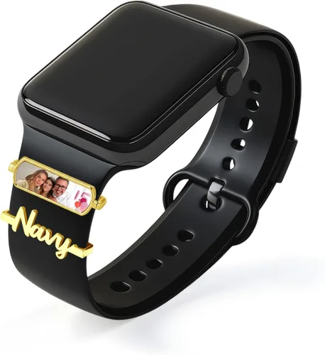 Miniatura 14 de ubmpj Dijes de banda de reloj personalizados para reloj inteligente, cerraduras de banda mágica personalizadas con nombre y foto para mujeres