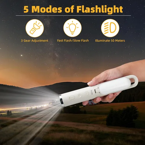 Miniatura 6 de Linterna LED para campamento, luz de emergencia recargable para cortes de energía, luz de techo portátil, linterna al aire libre, 9 modos