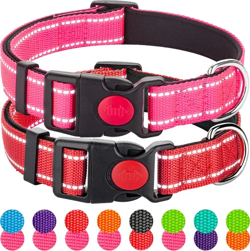 Miniatura 9 de Paquete de 2 collares reflectantes para perros medianos, hembras, machos, collares de nailon para cachorros, perros pequeños y grandes, con hebilla