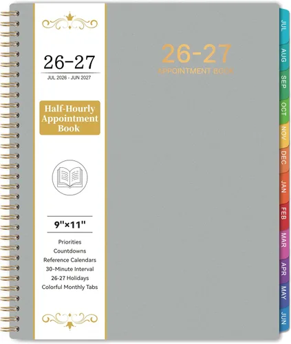 Miniatura 9 de Libro de citas/planificador 2026 – Planificador 2026 grande 9 x 11 pulgadas, enero 2026 - diciembre 2026, planificador diario por hora con intervalo