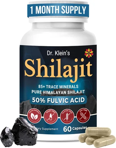 Rhoziva Shilajit Cápsulas para hombres y mujeres – 250 mg de extracto de shilajit del Himalaya con 50% de ácido fúlvico y más de 85 minerales