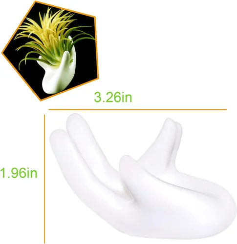 Miniatura 5 de Paquete de 6 soportes de cerámica para plantas de aire, forma de mano, contenedor de plantas de aire Tillandsia, maceta, exhibición de plantas