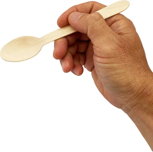 Miniatura 2 de KingSeal Cucharas desechables de madera de abedul, biodegradables y respetuosas con el medio ambiente, 6.25 pulgadas de longitud – 1 paquete de 100