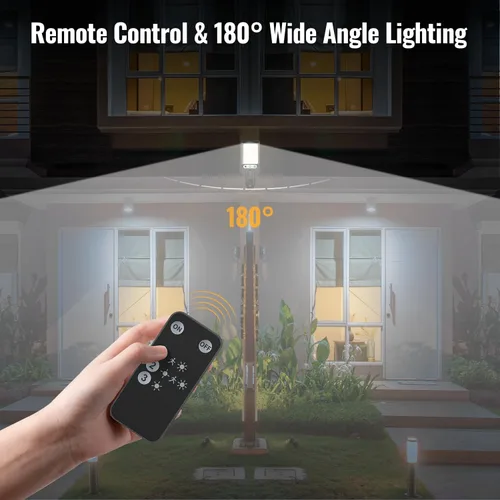 Miniatura 5 de Flumy Luces de calle para exteriores alimentadas por energía solar, 108 luces solares de movimiento al aire libre del atardecer al amanecer, control