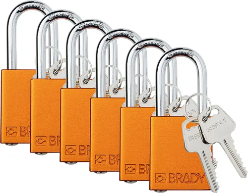 Miniatura 10 de Brady SDAL-BLU-38ST-KA6 - Juego de candados de bloqueo de seguridad, paquete de 6, color azul, con igual llave, 2 llaves por candado