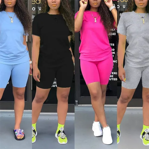 Miniatura 4 de Conjuntos de dos piezas para mujer, conjuntos cortos de verano, conjuntos de ropa deportiva