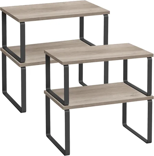 Miniatura 15 de SONGMICS Estante organizador de gabinete, juego de 4 estantes de encimera de cocina, almacenamiento de cocina, estante de especias, apilable, Tinta