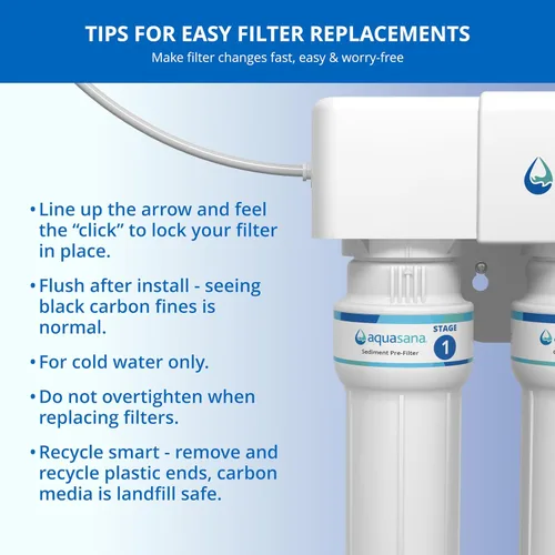 Miniatura 6 de Cartuchos de filtro de repuesto Aquasana Compatible con filtro de agua de 3 etapas Claryum de flujo máximo para debajo del fregadero Certificado