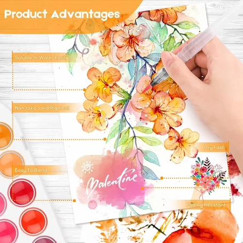 Miniatura 5 de Taotree Regalos del día de San Valentín para niños y adultos, rellenos de cesta de Pascua, juego de pintura de acuarela de 48 colores, suministros
