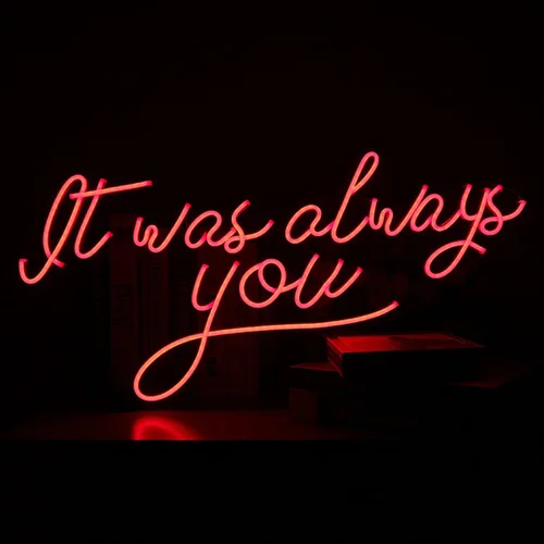 Miniatura 3 de Letreros de luz LED de neón con texto en inglés «It was Always You» para cerveza, bar, club, dormitorio, oficina, hotel, pub, cafetería, boda, Rojo