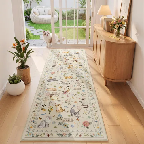 Miniatura 16 de Unirea Alfombra pequeña lavable beige de 2 x 3 para puerta de entrada interior, antideslizante, alfombra de entrada de animales suave para cocina