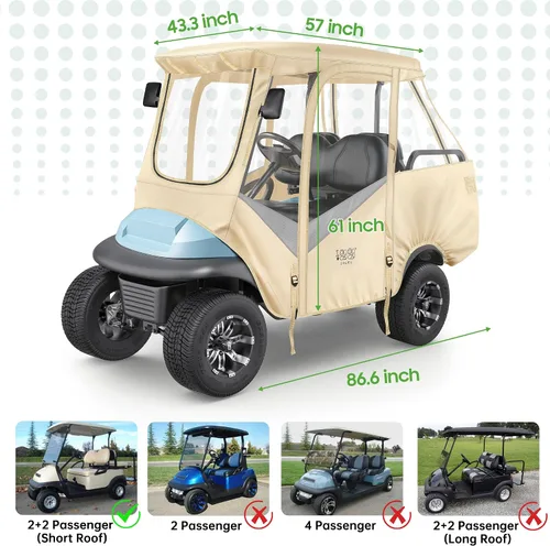 Miniatura 7 de 10L0L Carcasa para carrito de golf para 4 pasajeros para Club Car Precedent de 57 pulgadas, cubierta de lluvia transparente impermeable 600D