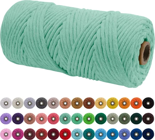 Miniatura 114 de JeogYong Cordón de macramé de un solo hilo 2mm x 164 yardas (492 pies) Cuerda de algodón suave, hilo de macramé 2 mm, suministros de macramé