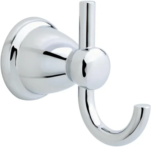 Franklin Brass Kinla (1-Paquete) Ganchos para Toallas Cromo Pulido para Baño J-Dobles Montados en Pared para Batas y Toallas Gancho de 2 Puntas para