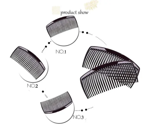 Miniatura 3 de Fodattm 4 peines laterales de cabello negro y marrón con dientes, accesorios franceses para el cabello, pinza para el cabello para mujeres y hombres