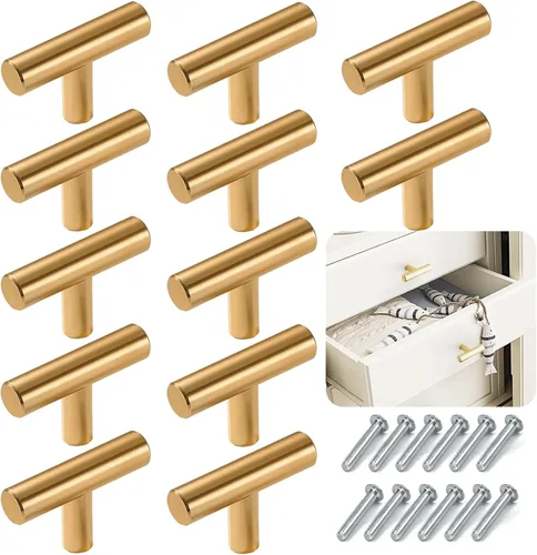 Miniatura 14 de 12 pomos de gabinete, tiradores de gabinete negros para cajones, herrajes de gabinete de un solo orificio con tornillos, para muebles de cocina