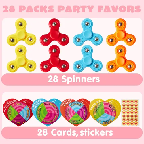 Miniatura 2 de JOYIN 28 unidades de juguete antiestrés con tarjetas de regalo, juguete de dedo con spinner para niños, juguete de favor de fiesta para intercambio