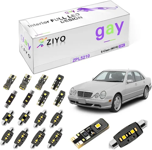 ZIYO Kit de Luz Interior LED de Reemplazo para Mercedes Benz W210 W211 W212 Clase E 1995-2016 + Bombillas para Luz de Matrícula, Actualización de