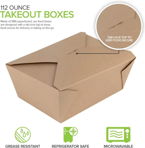 Miniatura 2 de Cajas para llevar para microondas de 112 onzas (paquete de 30) contenedores desechables para alimentos – Fiambrera de cartón reciclable
