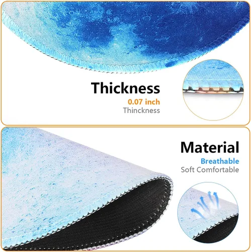 Miniatura 3 de Mouse pad redondo de goma antideslizante de tierra planeta azul de 8.66 x 8.66 x 0.07 pulgadas con borde cosido plegable para computadora