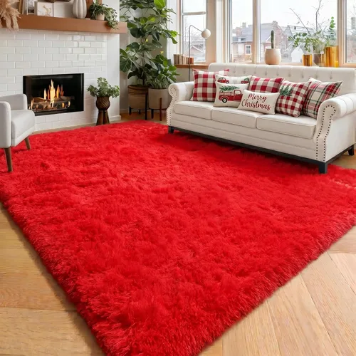 Miniatura 9 de Alfombras moradas para dormitorio de niñas, alfombra de 5 x 8 pies, alfombra peluda esponjosa para sala de estar, alfombras peludas gruesas