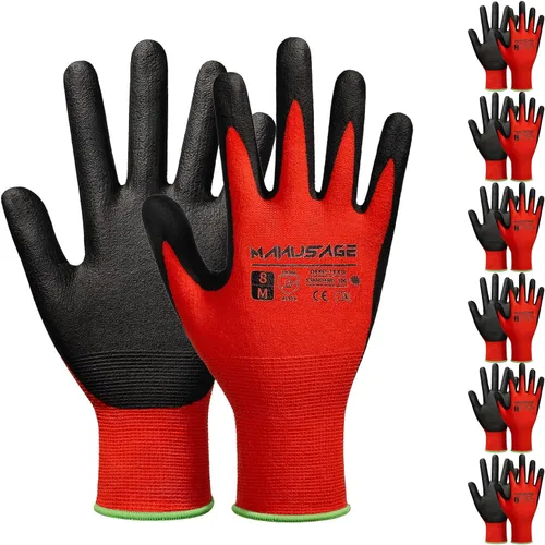 Miniatura 12 de Guantes de trabajo de seguridad MANUSAGE para hombres y mujeres, guantes de trabajo de nitrilo de microespuma XLarge, guantes de trabajo delgados