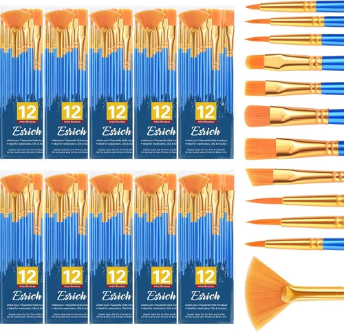 Miniatura 11 de ESRICH Juego de pinceles de pintura, 30 unidades/360 piezas de pelo de nailon con punta redonda para acrílico, acuarela, óleo y pintura