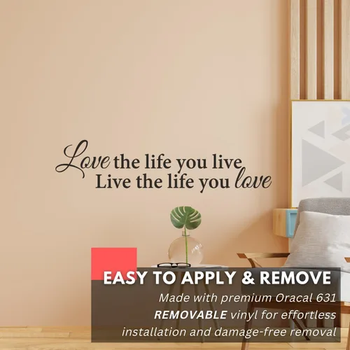 Miniatura 4 de My Vinyl Story - Love The Life You Live - Calcomanía de pared inspiradora, vinilo motivacional, decoración artística de afirmación positiva