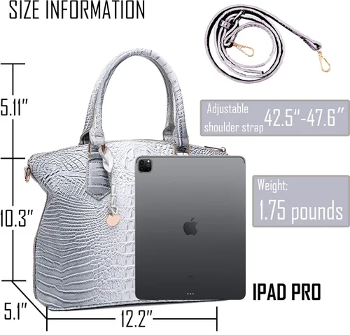 Miniatura 4 de Makcr Joacbv Bolso Satchel para Mujer Bolso Bandolera Largo Elegante Bolso Tote Asa Superior Cuero Vegano Bolsos de Mano para Damas Patrón en Relieve