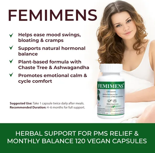 Miniatura 2 de FEMIMENS - Suplemento de apoyo para el síndrome premenstrual para mujeres - Alivio del síndrome premenstrual para mujeres y alivio de calambres