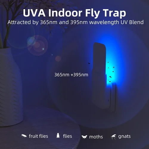 Miniatura 2 de Mosalogic - Trampa para moscas y otros insectos enchufable, mata moscas de la fruta, atrapamoscas, atrapapolillas, atrayente UV, para 93 m² de Rosa