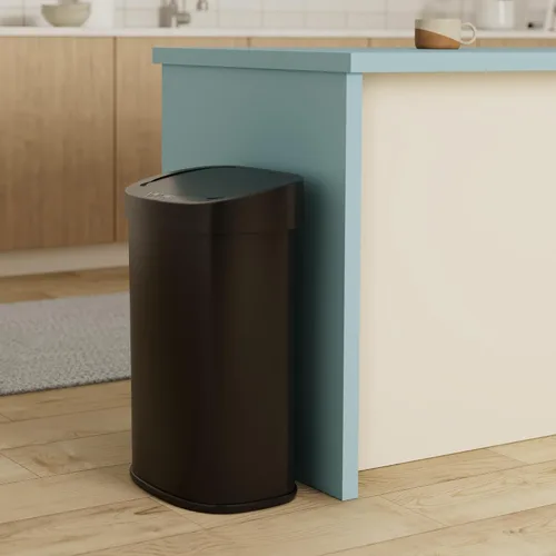Miniatura 2 de Cubo de basura de 13 galones (50 litros) para cocina con tapa, sensor automático, sin tocar, acero inoxidable, para baño, dormitorio, oficina