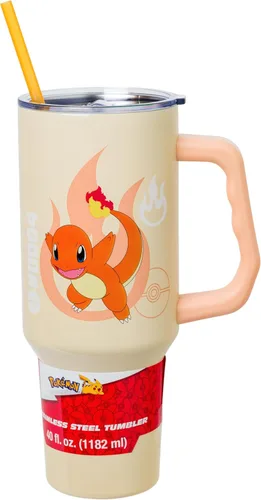 Miniatura 28 de Silver Buffalo Disney Lilo and Stitch Aloha - Vaso de acero inoxidable de doble pared con asa y pajilla, se adapta al portavasos estándar, 40 onzas