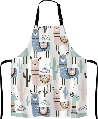 Miniatura 9 de Delantal con diseño de pájaros y flores y mariposas con cuello ajustable para hombres y mujeres, adecuado para el hogar, cocina, camarera, chef