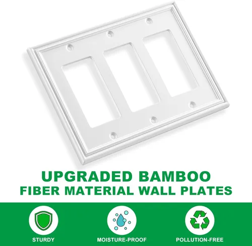 Miniatura 2 de Placa decorativa moderna blanca para interruptor de luz, cubierta de enchufe decorativo, placas de interruptor basculante, placas de pared de fibra