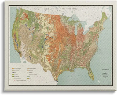 Stupell Industries Lienzo decorativo para pared, diseño de Daphne Polselli, mapa vintage de Estados Unidos, para pared, diseño de Daphne Polselli,