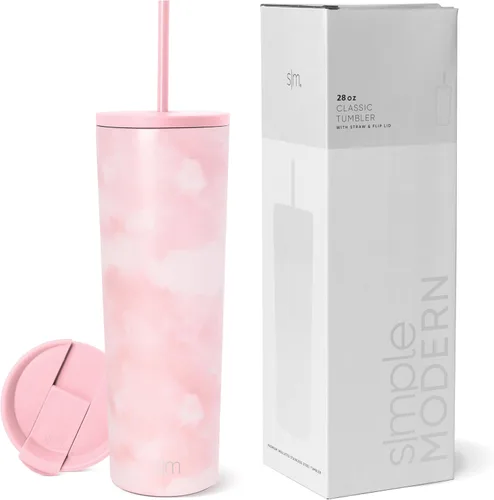 Miniatura 39 de Simple Modern- Vaso con aislamiento, c/tapa y pajilla Taza de viaje Botella de agua de ac. inox. reutilizable Unisex Colecc. Classic 24 oz
