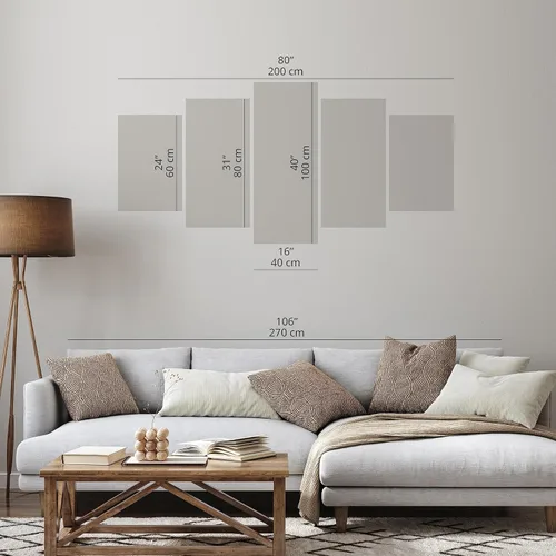 Miniatura 3 de artgeist Lienzo acústico para pared, diseño de montañas de la naturaleza, 80 x 40 pulgadas, 5 piezas con impresión de sonido de espuma acústica