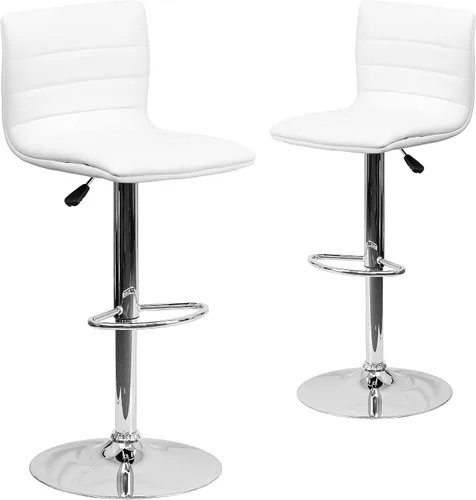 Miniatura 12 de Flash Funiture silla de bar ajustable con base cromada, Vinilo, Gris