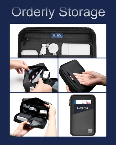 Miniatura 3 de WIWU Estuche de viaje organizador de electrónica: estuche de viaje organizador de tecnología impermeable Bolsa organizadora de cables portátil