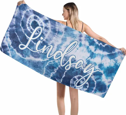 Miniatura 38 de MyPupSocks Toallas de playa personalizadas de teñido anudado para niños y adultos, toalla de piscina, regalos personalizados con nombre, toallas