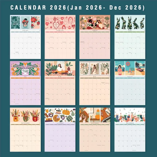 Miniatura 4 de Calendario de pared 2026, planificador de 12 meses de enero de 2026 a diciembre de 2026, encuadernado en espiral para oficina, hogar, familia