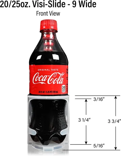 Miniatura 4 de Visi-Slide - Dispensador de bebidas de soda de 20 onzas, deslizamiento alimentado por gravedad para estantes angulares para refrigeradores