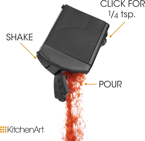 Miniatura 4 de Kitchen Art Select-A-Spice - Carrusel de medición automática Pro de 12 compartimentos para especias, color negro, 9.5 x 9.5 x 6.5 pulgadas
